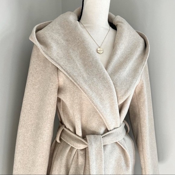 Zara • Long Sleeve Hooded Belted Wrap Coat Beige Size S - Picture 3 of 11
